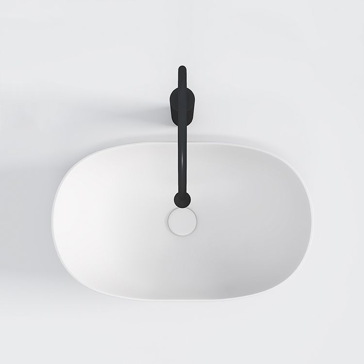 Contemporary Bathroom Sink Porcelain Oval-Shape Vessel Lavatory Sink with Pop-Up Drain