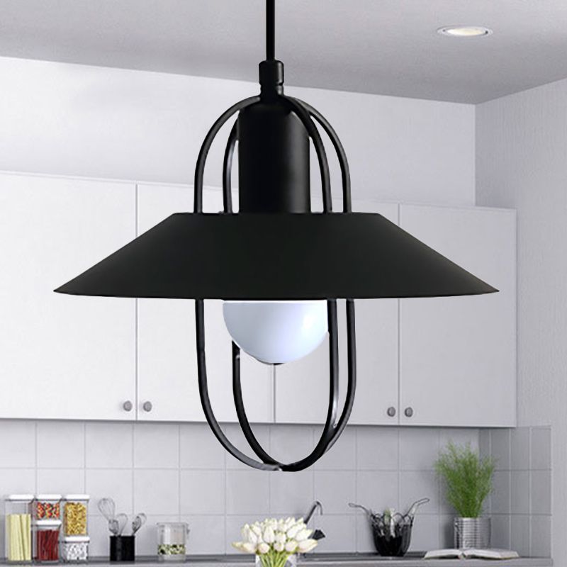 Contemporáneo 1 luz colgante de luz con tono de metal negro/rosa/blanca Luz de suspensión de linterna