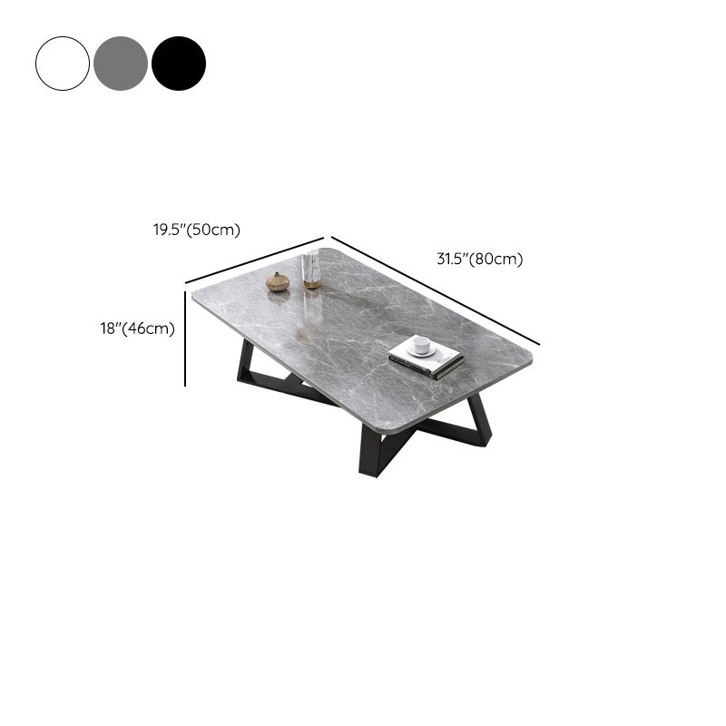 18"H Contemporary Coffee Table Stone Rectangle Cocktail Table