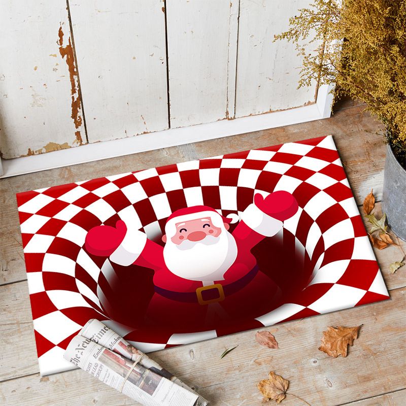 Contemporary Snowman Print Rug Polyester Carpet Non-Slip Backing Indoor Rug for Living Room