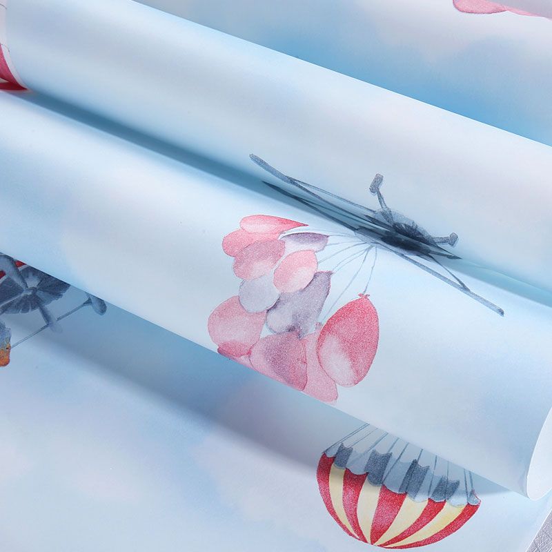 Ballon- und Flugzeugtapete, pastellfarbene, nicht geklebte Wanddekoration für Kinder, 20,5 Zoll x 31 Fuß
