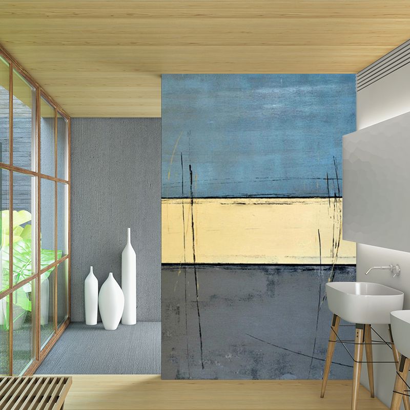 Geometric Color Swatches Murals Minimalist Non-Woven Wall Art in Yellow and Blue