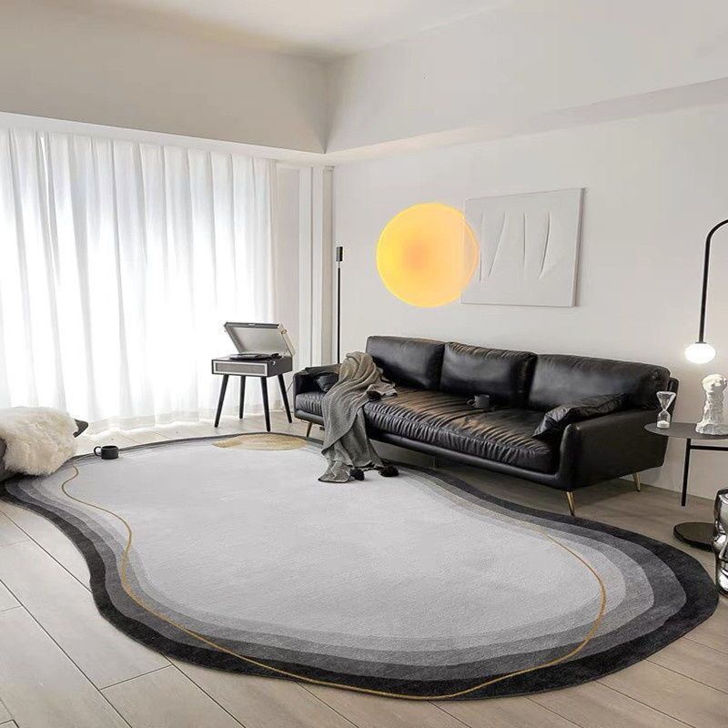 Contemporary Novelty Shape Rug Minimalist Contrast Panel Rug Polyester Carpet with Non-Slip Backing