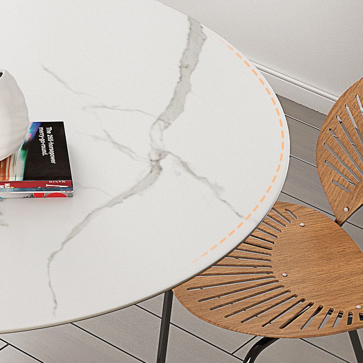 Stone Round Top Table Contemporary Dining Table with Pedestal Base