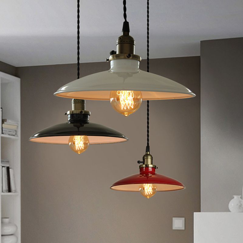 Loft Style Pendant Light Fixture 1-Light Metal Suspension Lamp with Rotary Switch