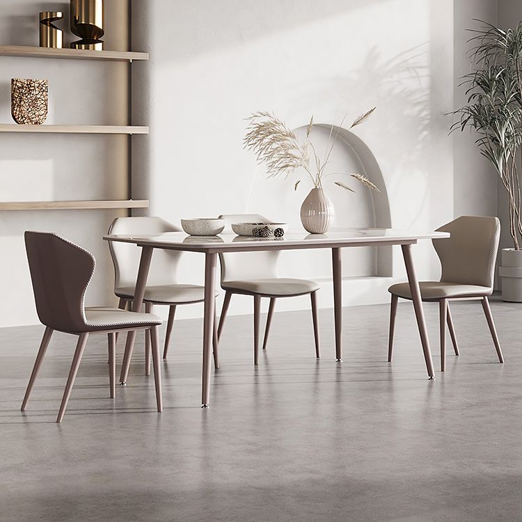 Metal Traditional Luxury Rectangle Dining Table Sintered Stone Top Table with 4 Legs