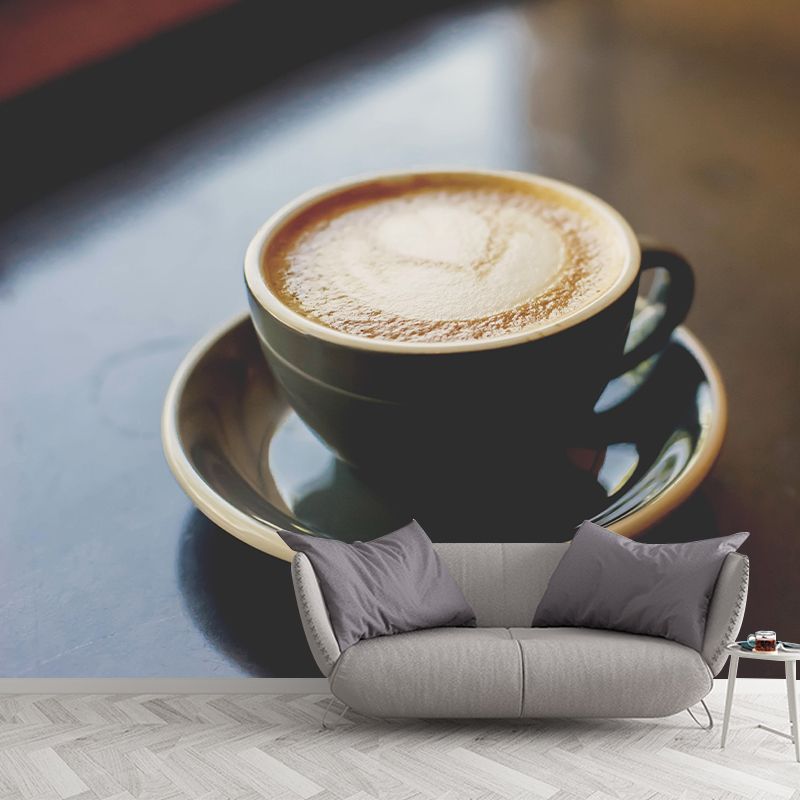 Lichtgekleurd koffiemuurschilderingbehang Hedendaagse schimmelbestendige winkeldecoratie