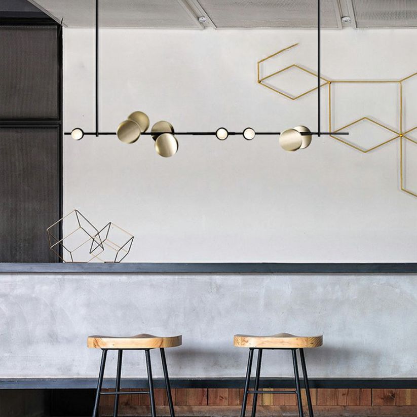 Modern Island Pendant Lamps 9-Light Restaurant Hanging Light Fixtures with Metal Shade