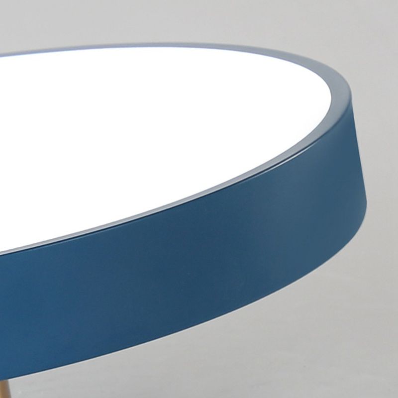 Nordic Style Round Ceiling Light Metal LED Semi Flush Mount Light for Bedroom