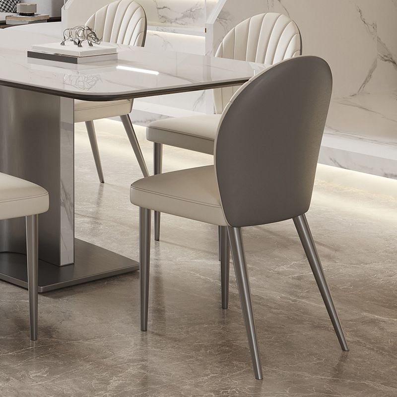 Contemporary Side Chair Metal Solid Back Dining Room Chair for Indoor