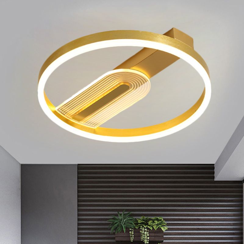 Lampada da incasso con cornice circolare oro/caffè Lampada moderna da incasso metallica a LED, luce calda/bianca