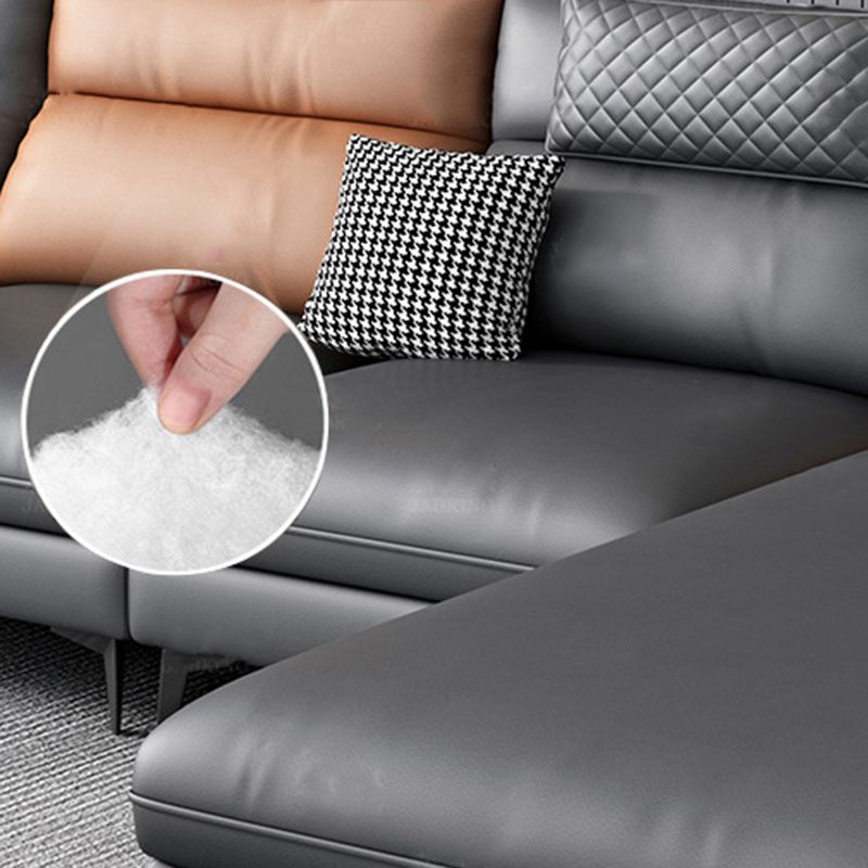 Contemporary Sofa Faux Leather Pillow Top Arm Sectional with Removable Cushions