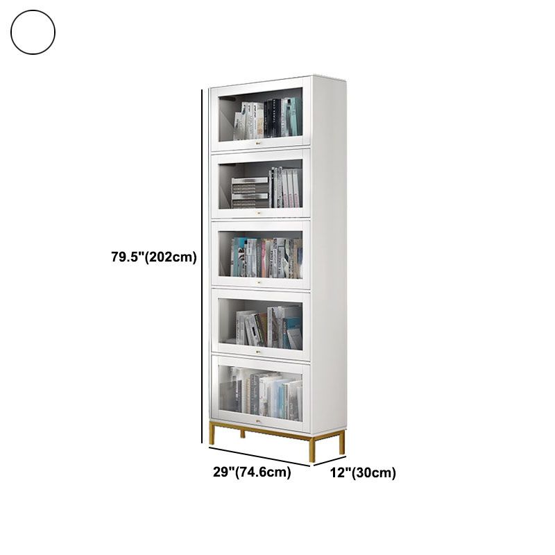 Glam Manufactured Wood Standard Bookcase Vertical Bookcase with Glass Doors