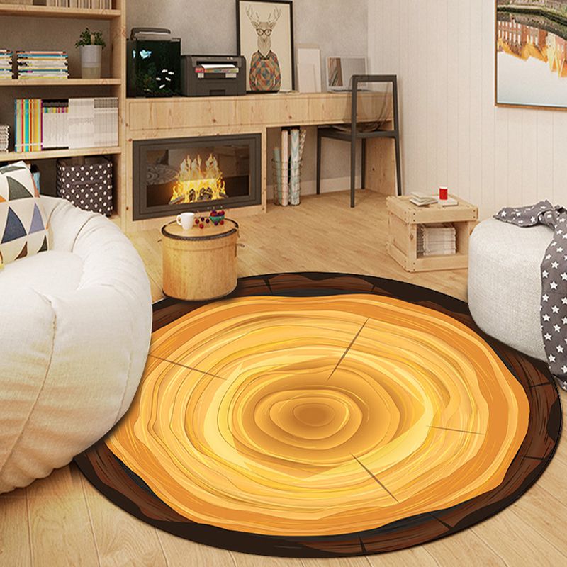 Round Deck Pattern Carpet Polyester Modern Indoor Rug Stain Resistant Area Carpet for Living Room