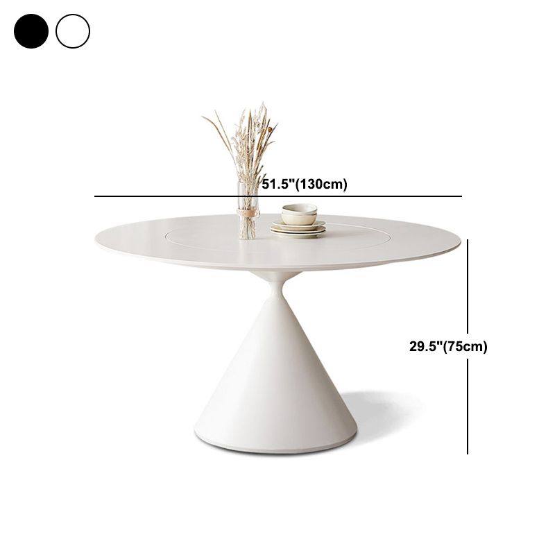 Round Sintered Stone Dining Table Modern Dining Table with Steel Pedestal Base for Home