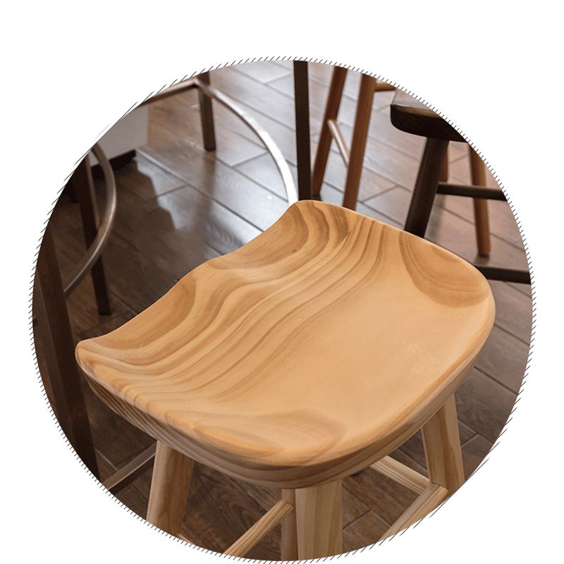 Solid Wood Dining Stool Contemporary Backless Bar Stool with Footrest