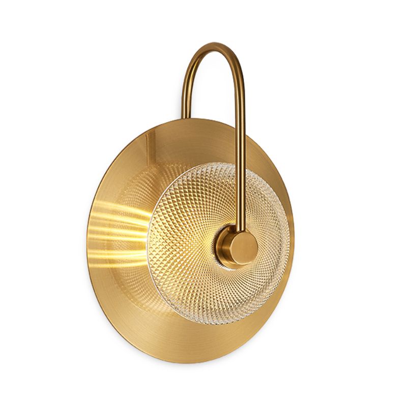 Bell Shape Wall Light Sconce Post Modern Green/Clear Prismatic Glass 1-Light Brass Wall Lamp