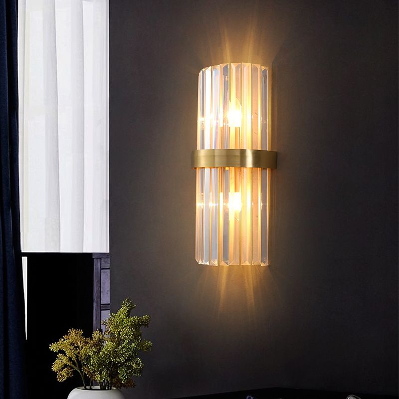 2-Light Geometric Wall Sconces Modern Crystal Wall Lamp for Bedroom