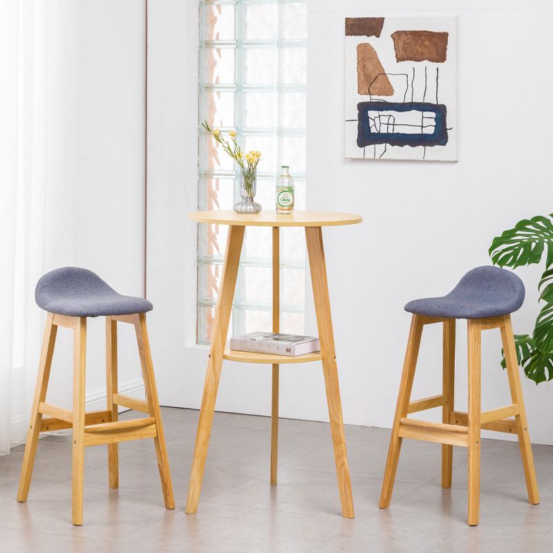 Simple Style Round Bar Table Wood Top Pub Table for Coffee Shop