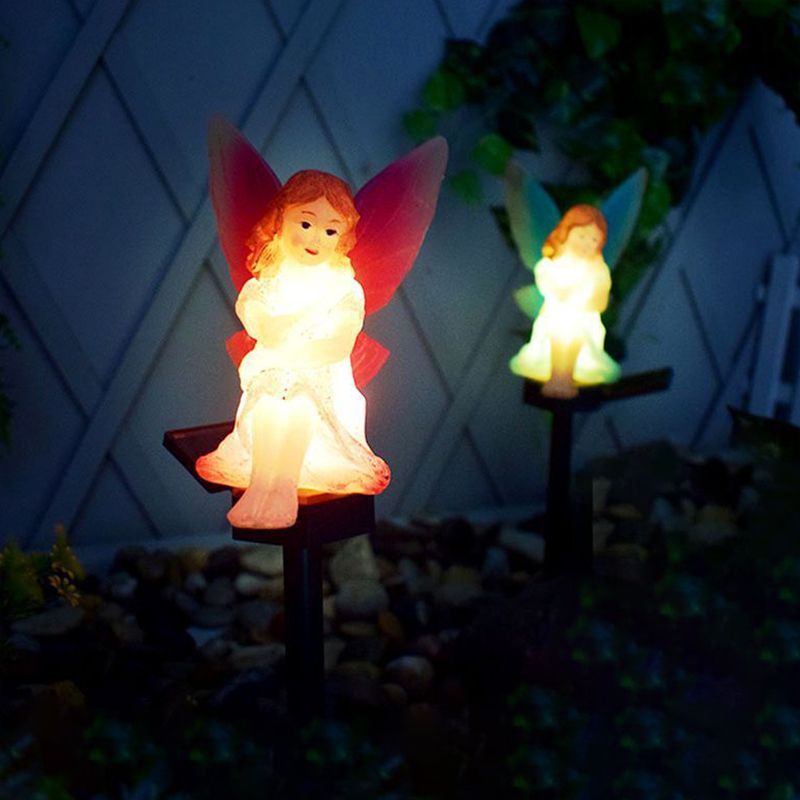 Cartoon Flower Fairy Shape Solar Ground Light Resin Courtyard LED Landscape Lighting