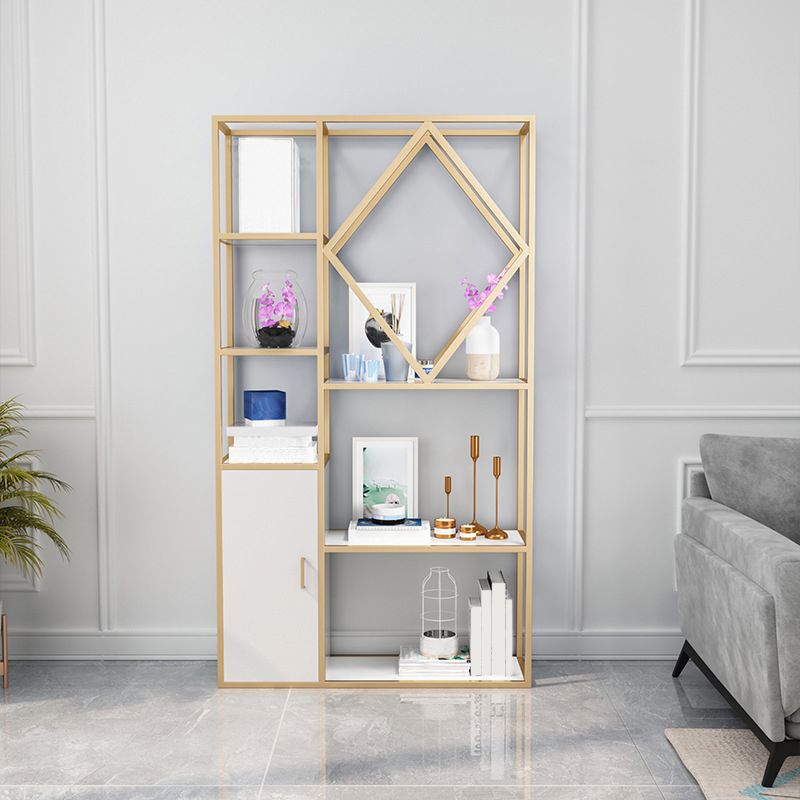 Modern Bookcase Gold Metal Open Back Shelf Bookcase with Shelves for Living Room