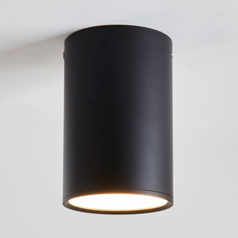 Cylindrical Shape LED Ceiling Lamp Modern Simple Style Aluminium 1 Light Flush Mount for Living Room