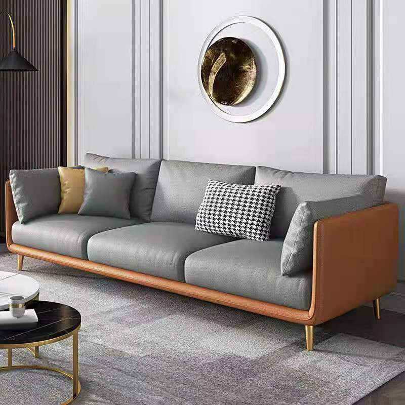 Glam Living Room 3-seater Sofa Leather Pillow Top Arm Seating