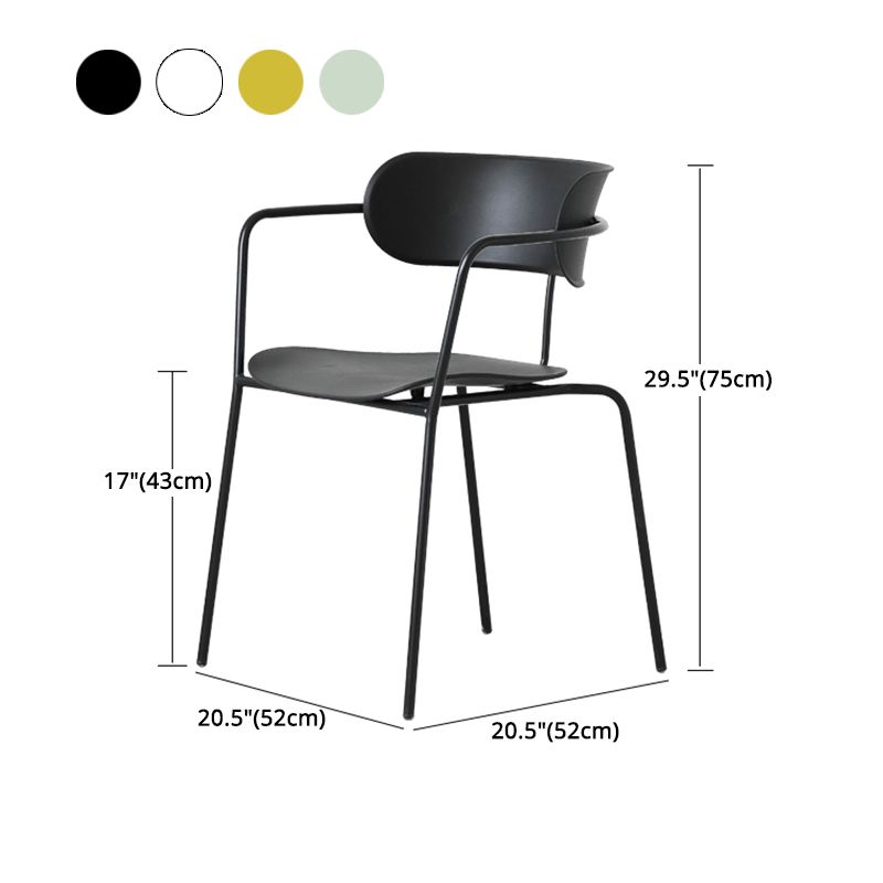 Industrial Metal Balcony Arm Chair Matte Finish Open Back Dining Chair (Set of 4)