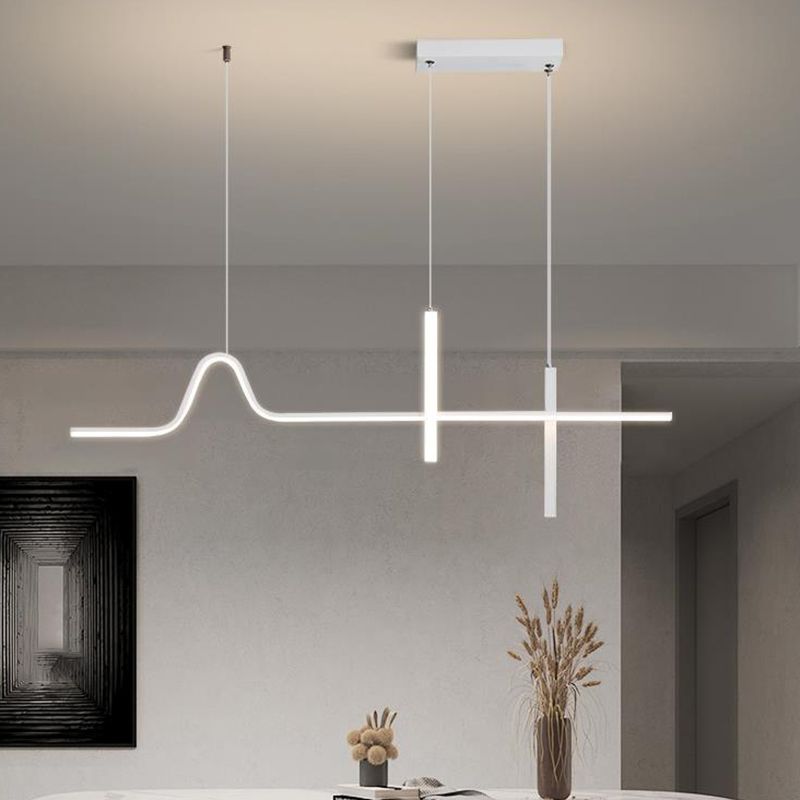 Modern White 3-Light Kitchen Island Lighting LED Ceiling Light for Bedroom