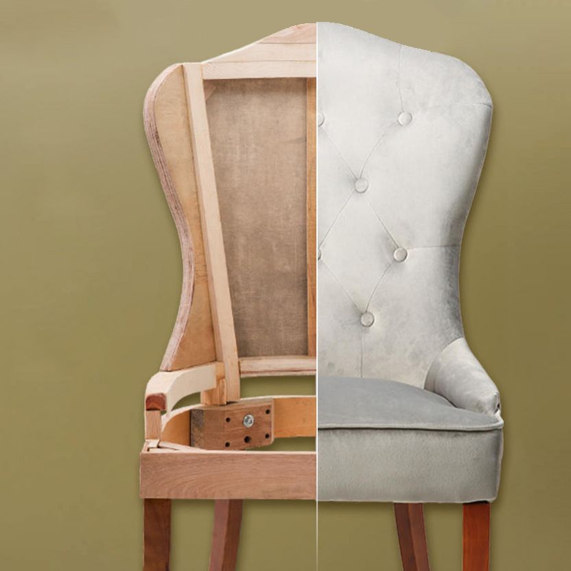 Nordic Style Solid Wood Dining Room Chair Upholstered Armless Chair for Home Use