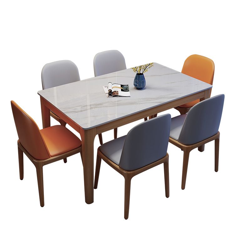 Mid-Century Modern Dining Table Stone Top Natural Finish Legs Dinner Table without Chair