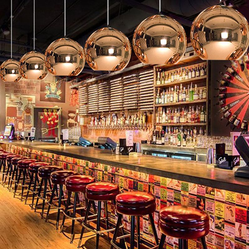 Elektroplattierte Spiegelglas Globe hängend Licht zeitgemäß minimalistische 1-Licht-Beleuchtung für den Korridorgang