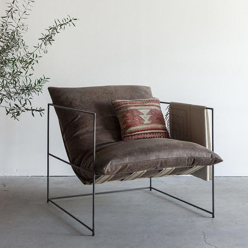 26.77" Wide Contemporary Style Single Sofa Chair Metal Round Arm Chair