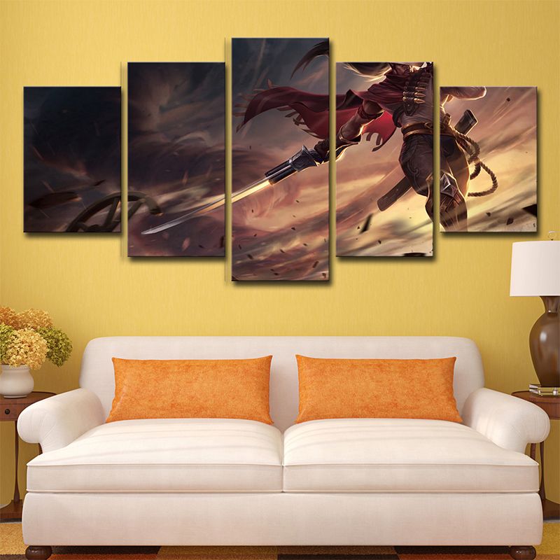 Magical League of Legends Canvas Print Boys Room Game Character Wall Art in Brown