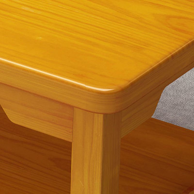 Modern 4 Legs Solid Wood Rectangular with Storage Shelf Single Coffee Table