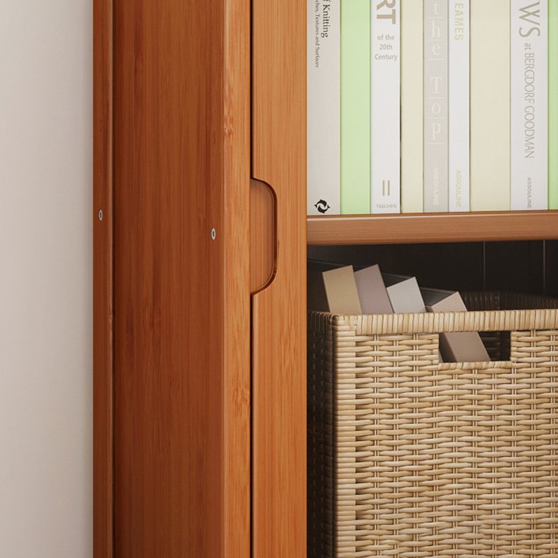Contemporary Closed Back Bookshelf Vertical Bamboo Bookcase for Home Use
