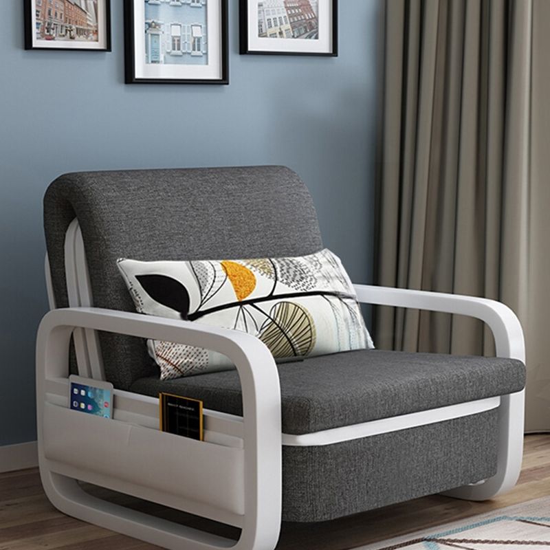 Contemporary Square Arm Convertible Cotton Blend Bed Sofa Couch in Grey