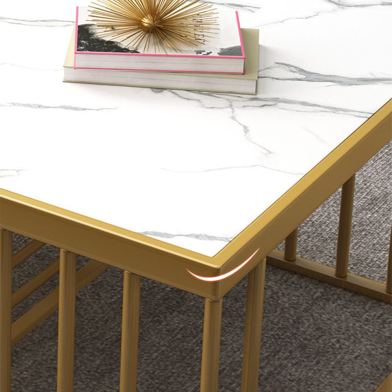 Modern Slate Coffee Table with Metal Legs Cocktail Table for Living Room