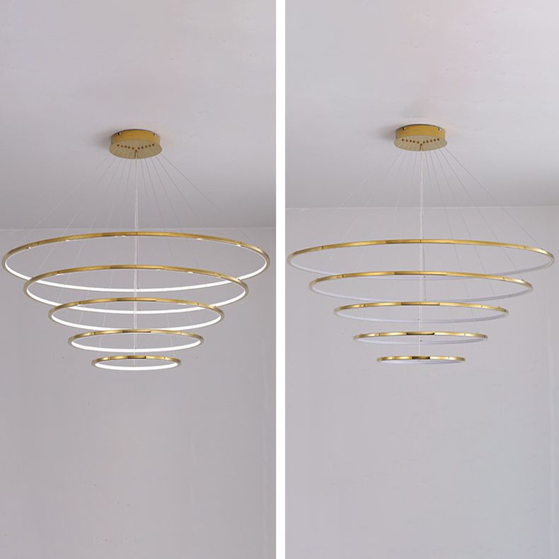 Modern Metal Chandelier Multi-Layer Circle Chandelier Pendant Lamps in Gold for Living Room