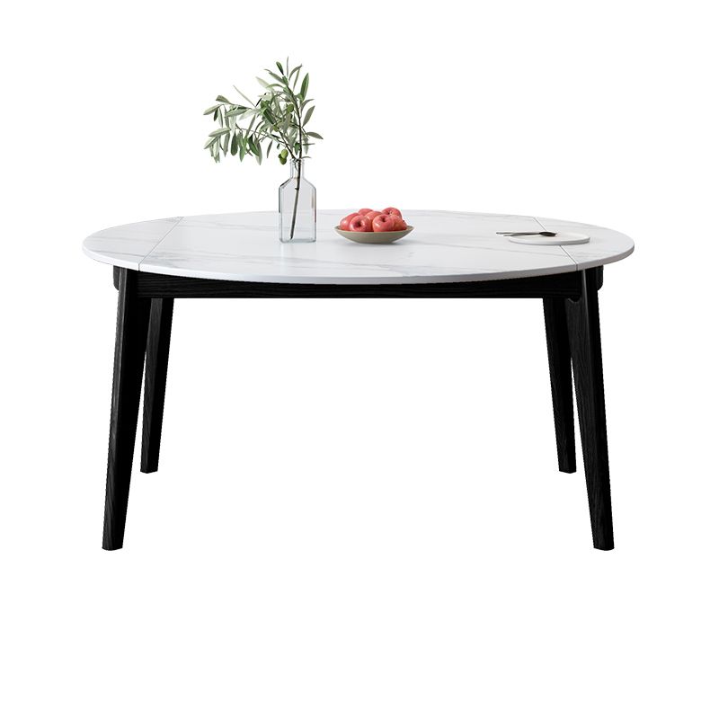 Minimalist White Sintered Stone Table Round Shape Standard Dining Table with 4 Legs Base