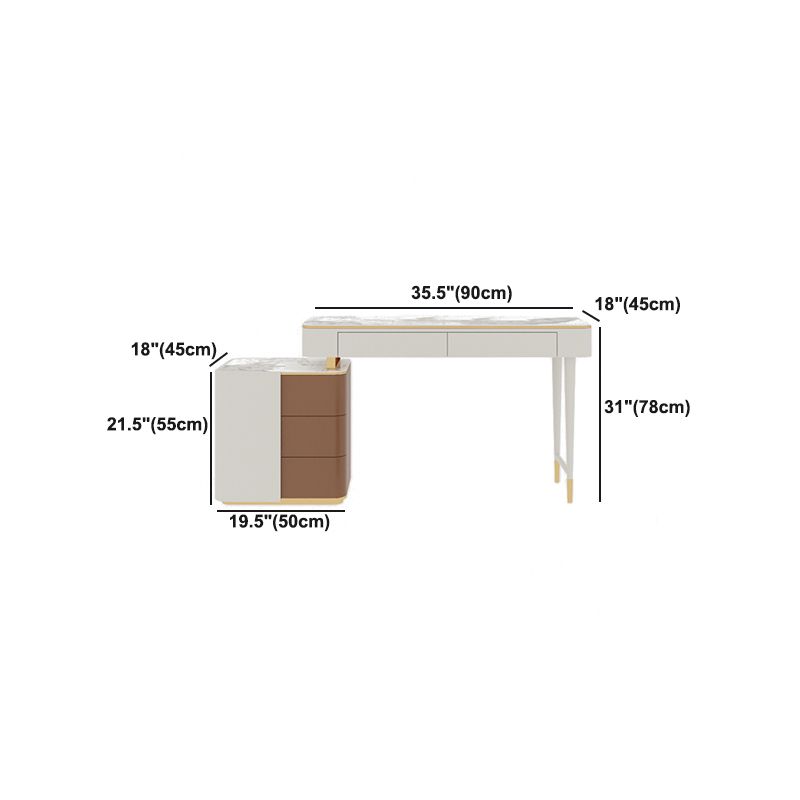 Glam Makeup Vanity Desk Leather Makeup Vanity Set with Slate Top