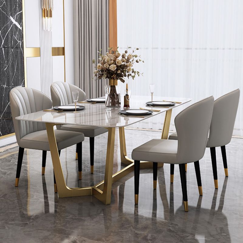 Glam Sintered Stone Dining Set Rectangle 1/4/5/6/7 Pieces Dining Set for Dining Areas