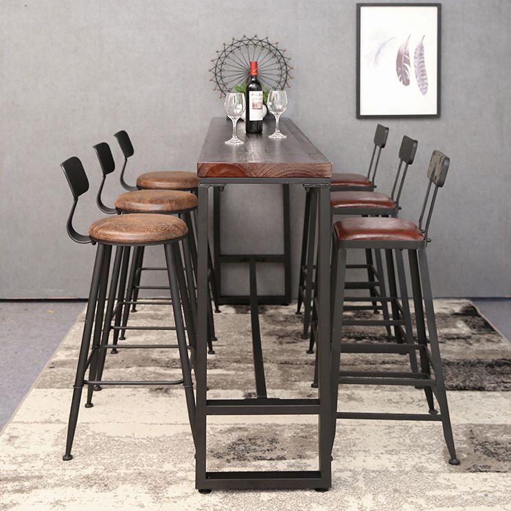 1/4/7 Pieces Industrial Rectangular Pub Table Set Wooden Counter Table with High Stools
