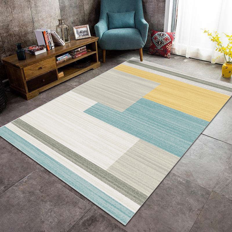 Modern Geometric Pattern Area Rug Modern Polyester Area Carpet Anti-Slip Rug for Living Room