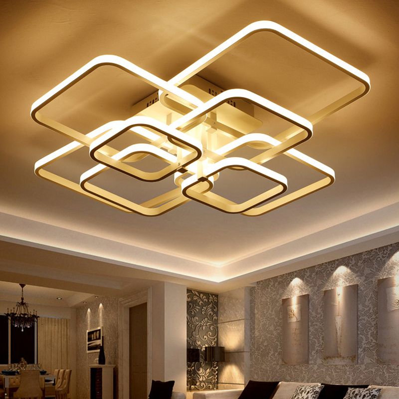 Geometrisches Wohnzimmer Bündig Licht Acryl LED 4/6/8 Lichter Modernism Semi Flush Ceiling Licht in Warm/Weißes Licht