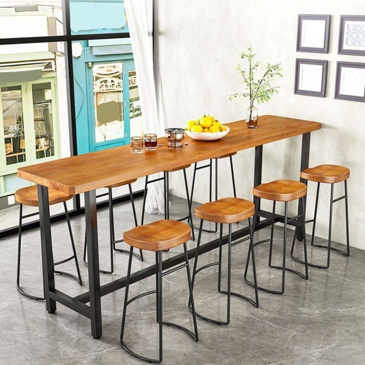 Modern 1/9 Pieces Bar Table Set Rectangle Pine Wood Counter Table for Milk Tea Shop