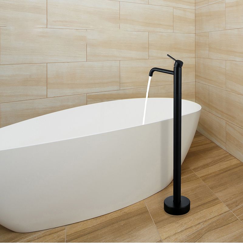 Modern Floor Mounted High Arc Freestanding Tub Filler Metal Freestanding Tub Filler Trim