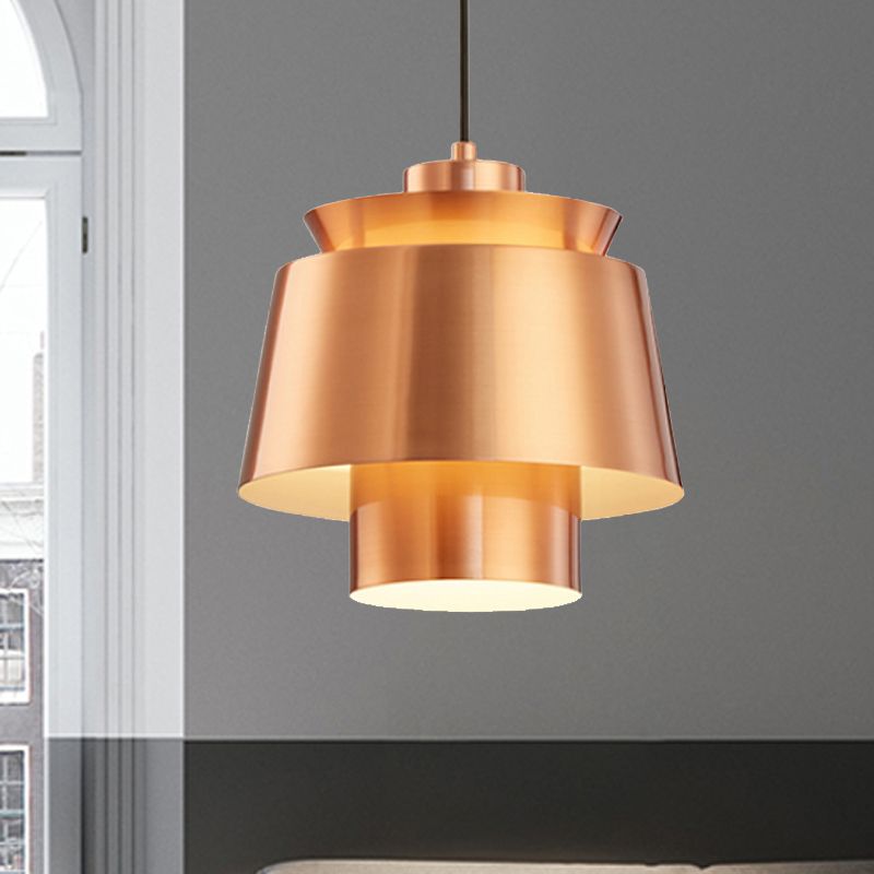 Lámpara de luz colgante de estilo modernista Metálico 1 cabezal Lámpara colgante de sala de estar en negro/gris