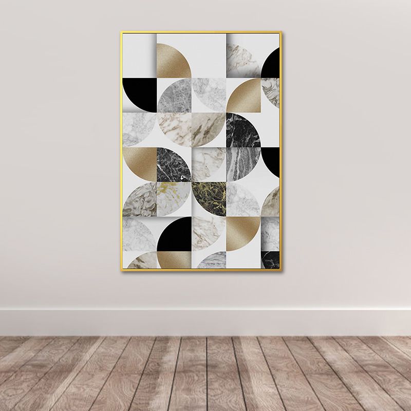 Leaf Shapes Marble Canvas Print Nordic Style Textured Wall Art for Living Room