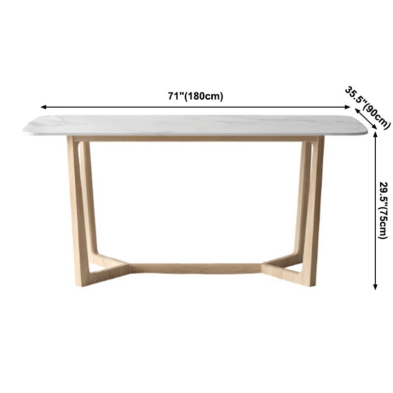 Simplicity Rectangle Dining Room Table Sintered Stone Table with Trestle Base